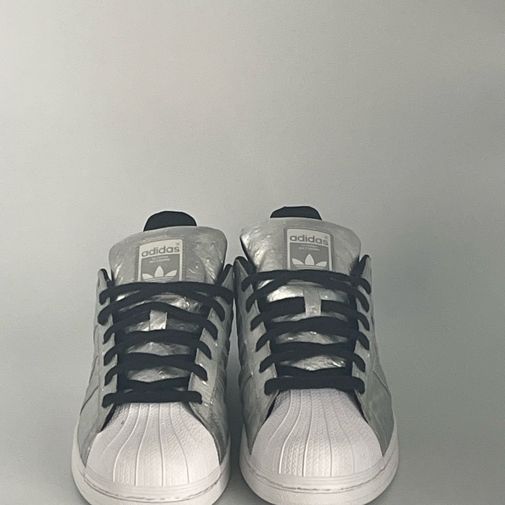Rare Adidas Original Superstar Metallic Silver and White Sneakers 2015